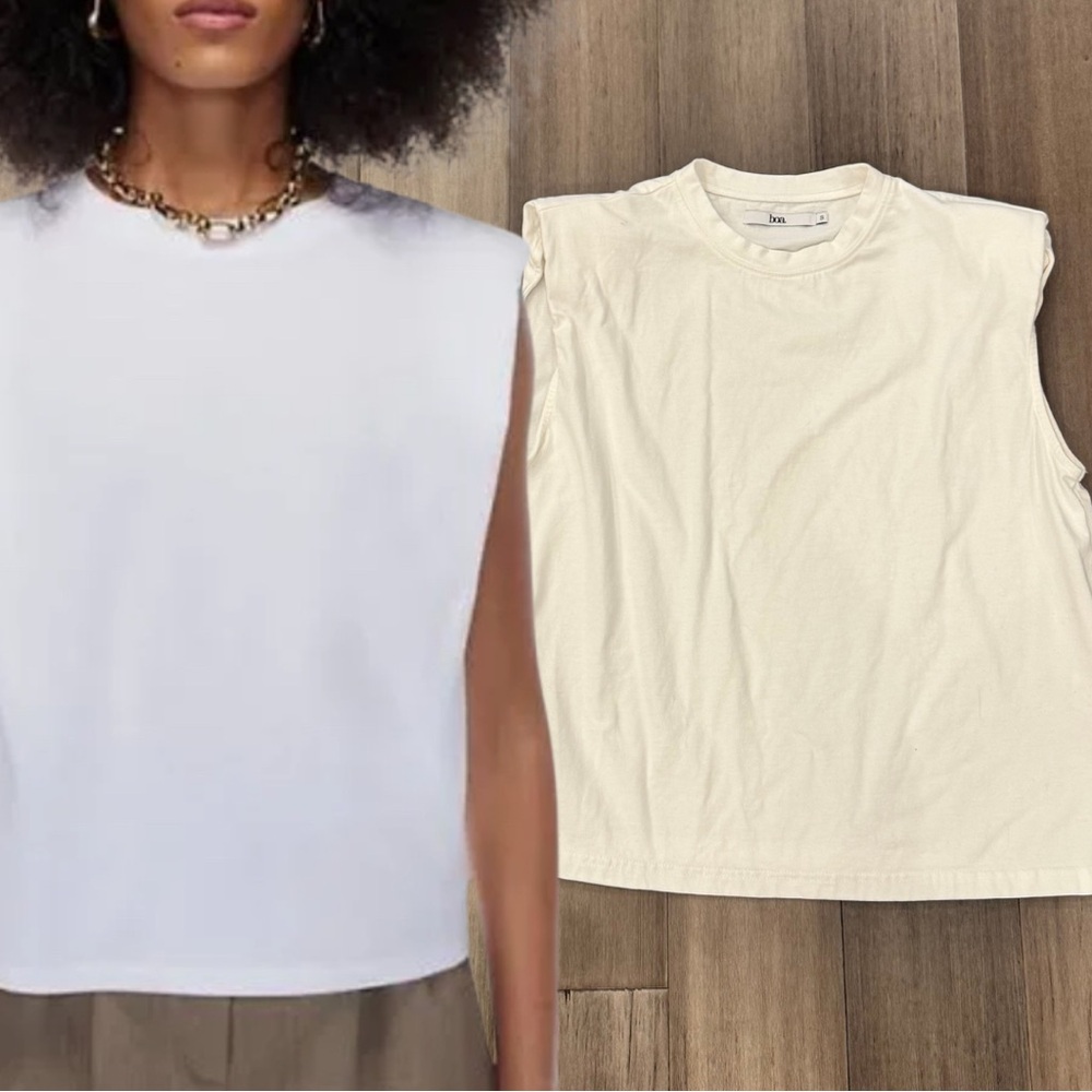 Boa Because of Alice White Slouchy Shoulder Pad Tee | Size Small
